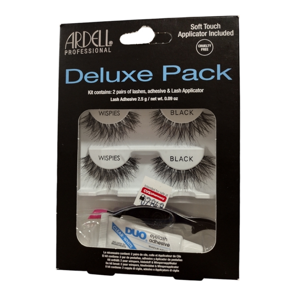 Ardell Professional Deluxe Pack Black Wispies Eye Lash Kit 2 Pair